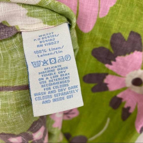 Boden Green Pink Purple Floral Linen Top size 4 - Picture 6 of 8